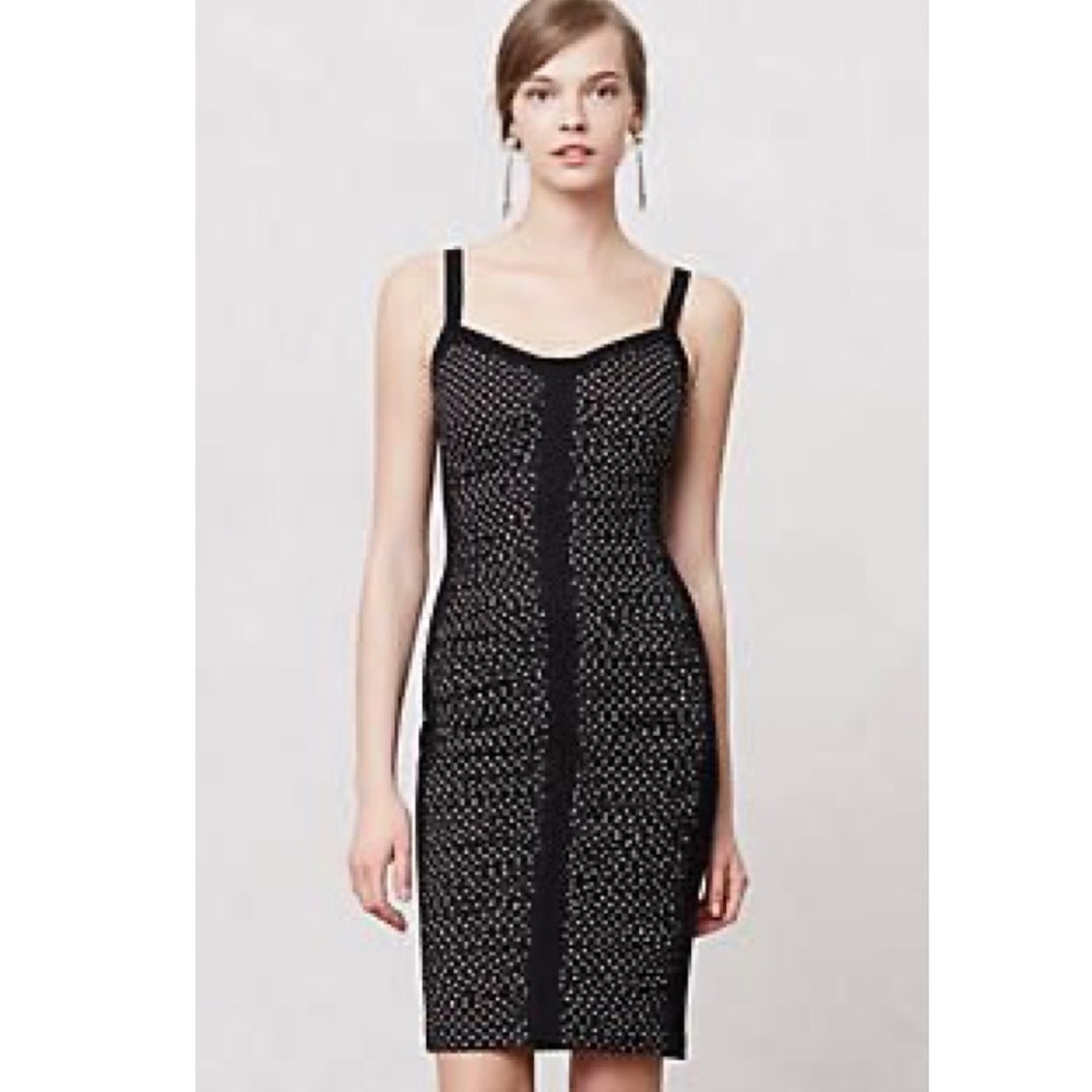 Anthropologie Print Divide Dress Bailey 44 Sz S Wiggle Pencil Polka Dot Retro